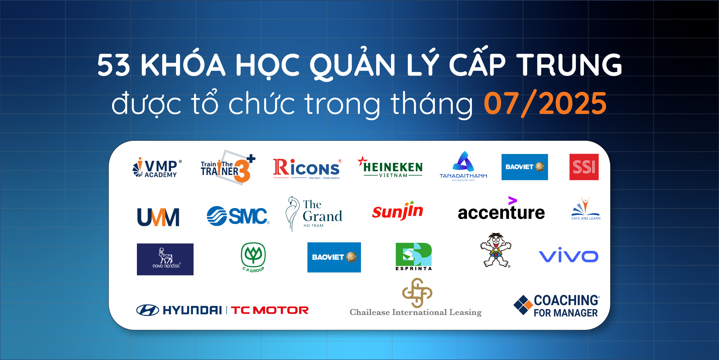 53 khóa học quản lý cấp trung tháng 07/2025.