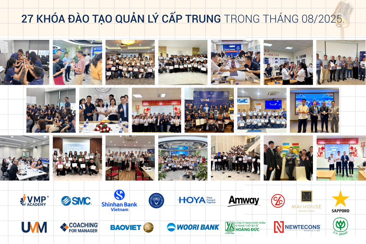 27 khóa đào tạo quản lý cấp trung trong tháng 08/2025.